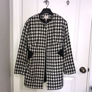 LAUNDRY houndstooth pea coat - BLK & WHT